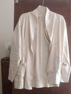 Pact Men's Lightweight Open-Front Jacket in Cream